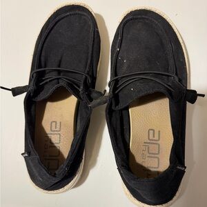 Hey Dude Women's Wendy’s L Black Canvas Casual Flats